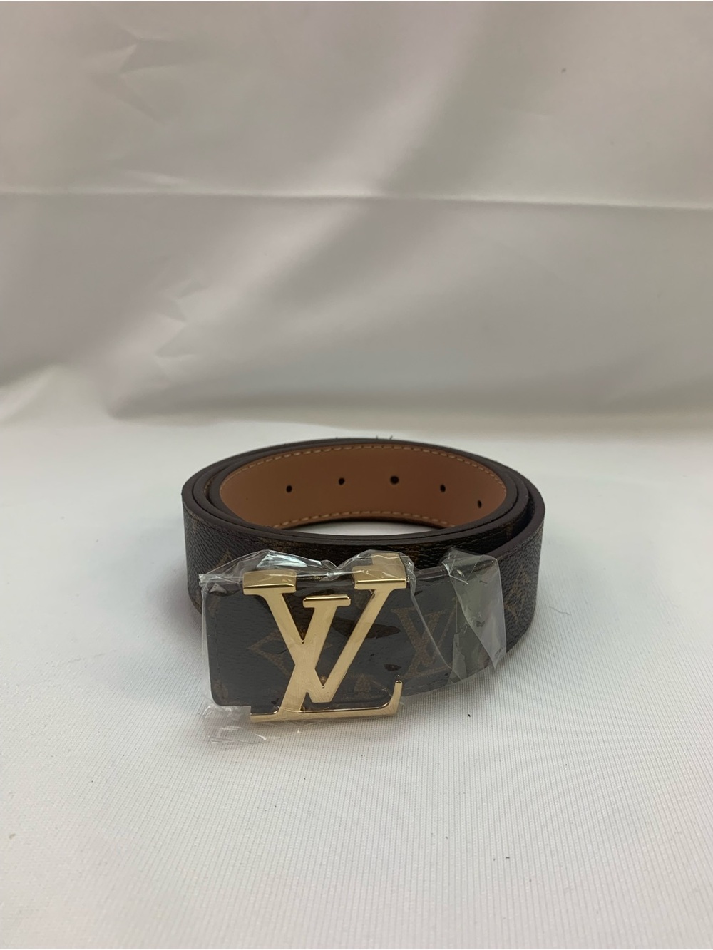 Louis Vuitton Brown Monogram Belt with Gold LV Buckle